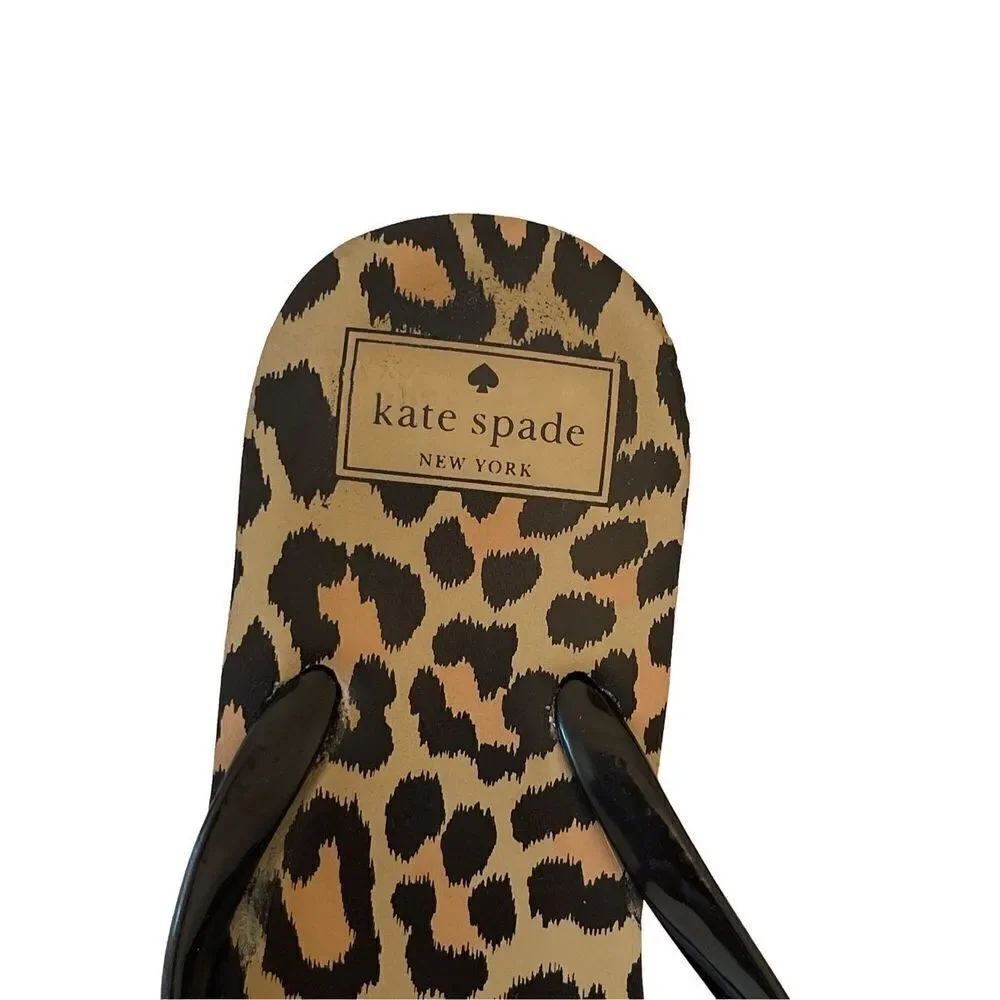 Kate Spade Womens Brown Black Animal Print Slippers Flip Flops Sandals Size 8 - Picture 4 of 8